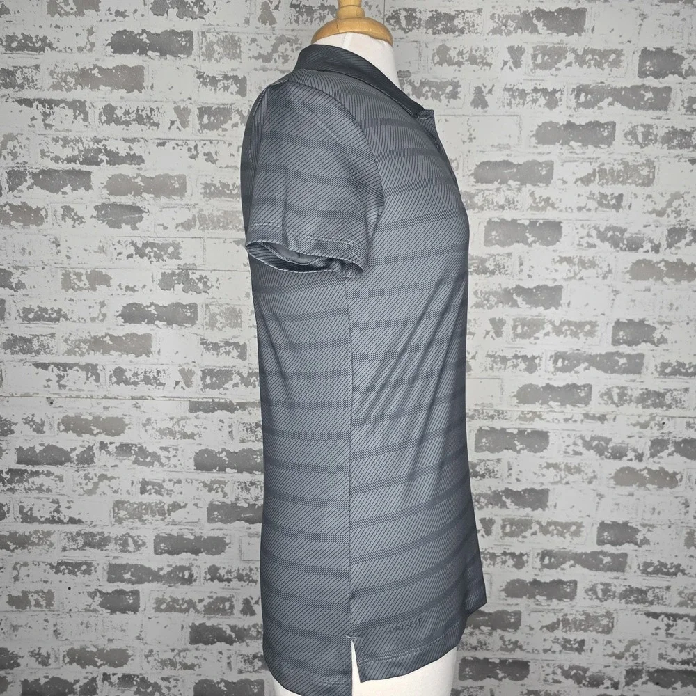 NWT Nike Golf Polo Shirt Womens Size Small‎ Gray Striped Dri-Fit Stretch Swoosh
